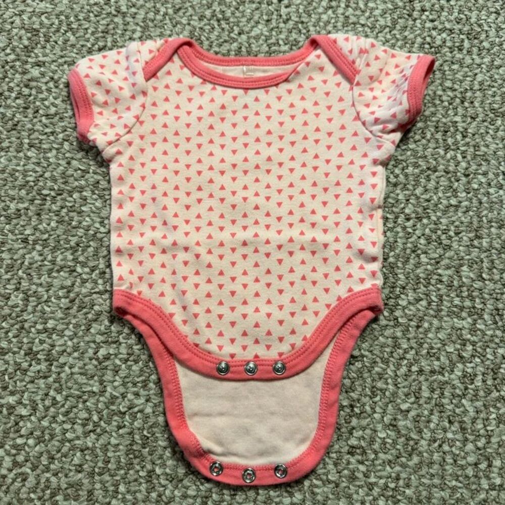Chick Pea Baby Girl Bodysuit Pink Triangle Print 0-3 Months